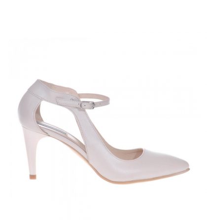 Pantofi mireeasa piele ivory toc jos