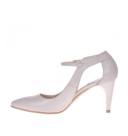 Pantofi mireeasa piele ivory toc jos