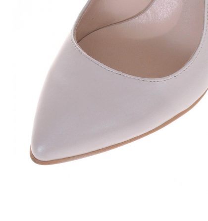 Pantofi mireeasa piele ivory toc jos