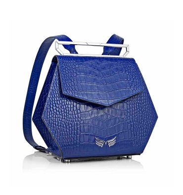 Rucsac piele albastru croco hexagonal