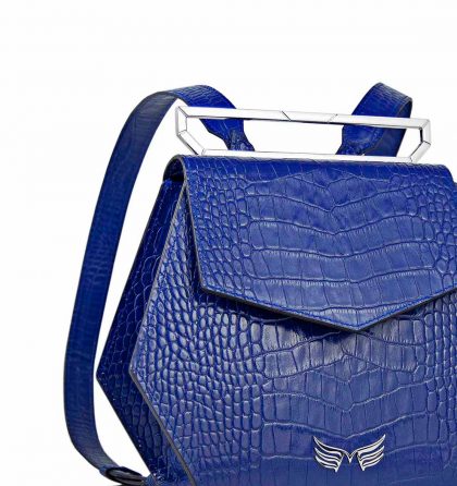 Rucsac piele albastru croco hexagonal