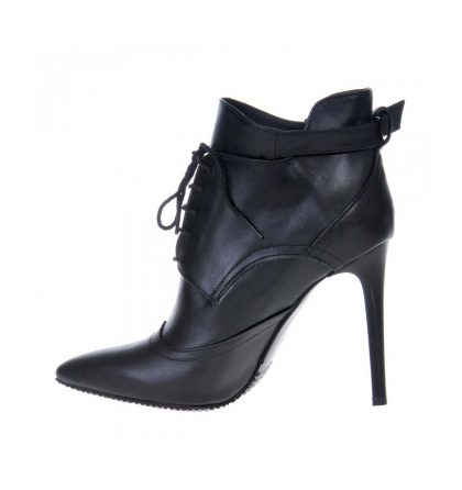 Botine negre toc inalt piele naturala