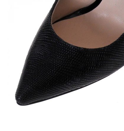 Pantofi stiletto negri piele imprimeu
