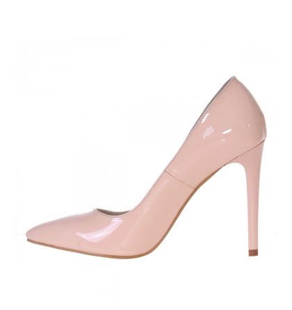 Pantofi stiletto nude roze piele lacuita