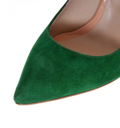 Pantofi toc inalt piele intoarsa verde