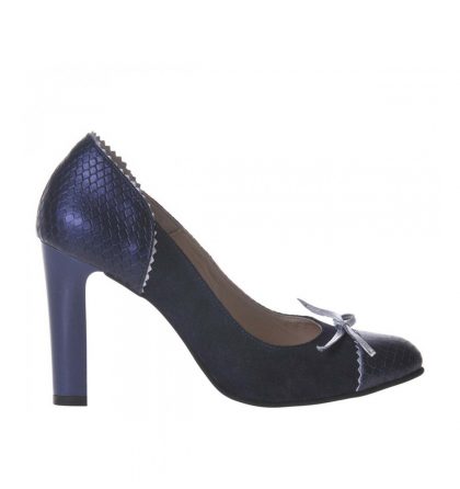 Pantofi office bleumarin piele intoarsa piele imprimeu