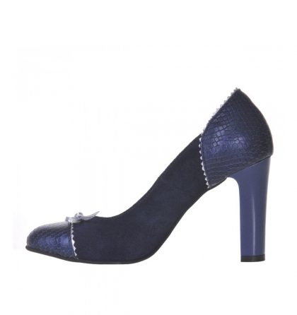 Pantofi office bleumarin piele intoarsa piele imprimeu