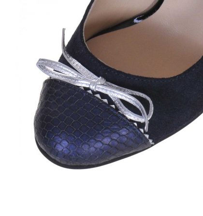 Pantofi office bleumarin piele intoarsa piele imprimeu