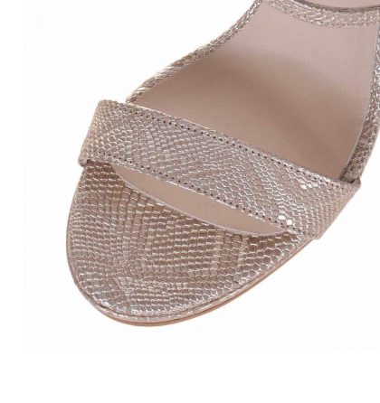 Sandale inalte piele imprimeu sarpe auriu
