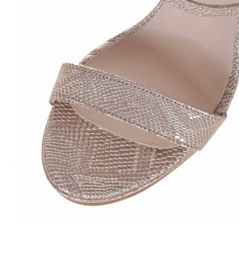 Sandale Argintii Dama Piele cu Imprimeu Sarpe - Cod N104