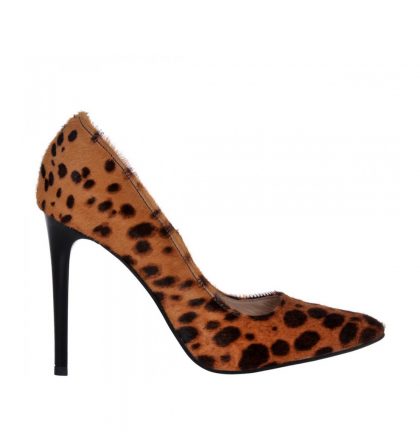 Pantofi stiletto animal print piele ponei