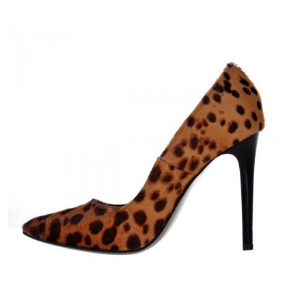 Pantofi stiletto animal print piele ponei