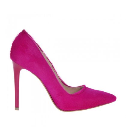 Pantofi stiletto roz fucsia piele ponei