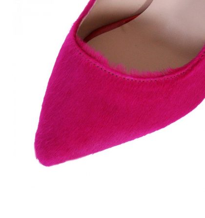 Pantofi stiletto roz fucsia piele ponei