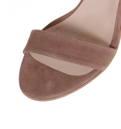 Sandale cappuccino piele intoarsa toc gros