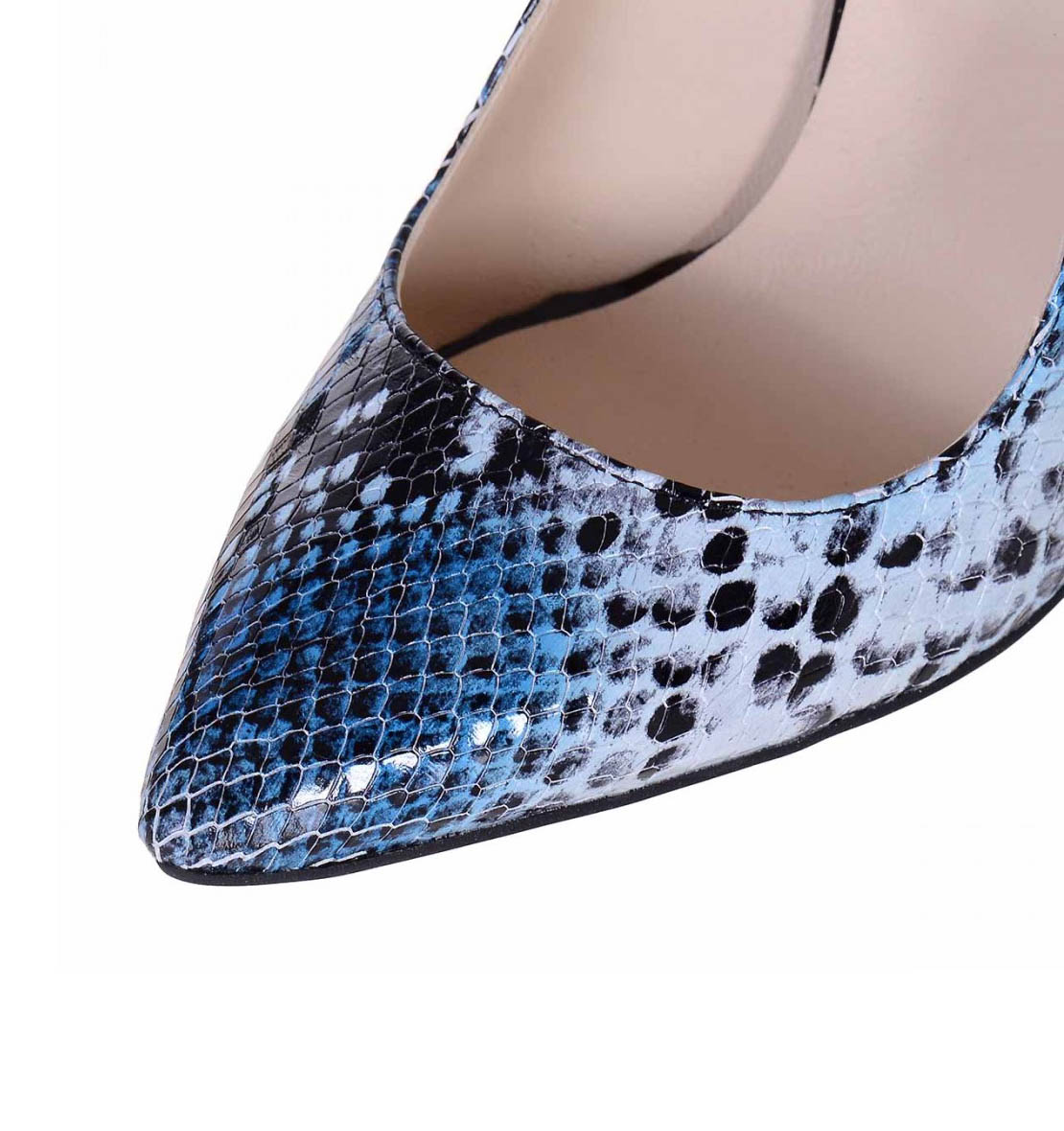 Senior citizens Centralize compass Pantofi dama piele imprimeu sarpe albastru toc inalt
