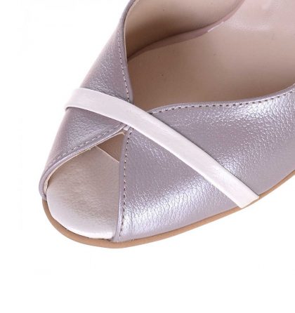Pantofi decupati piele naturala taupe toc inalt