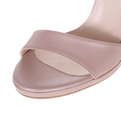 Sandale elegante bej sidefat piele naturala