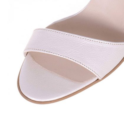 Sandale toc gros piele ivory piele imprimeu