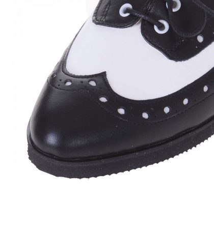 Pantofi oxford piele neagra piele alba