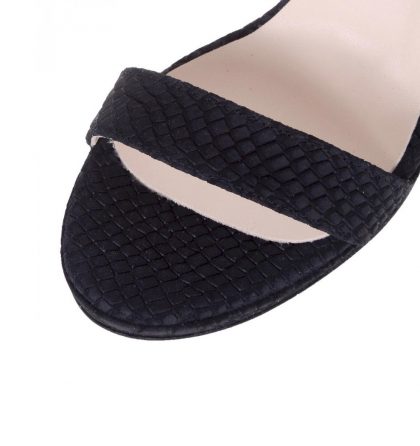 Sandale elegante negre piele imprimeu sarpe toc inalt