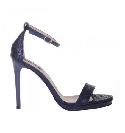 Sandale elegante piele albastra imprimeu sarpe