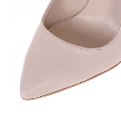 Pantofi dama toc gros piele nude piele grena imprimeu