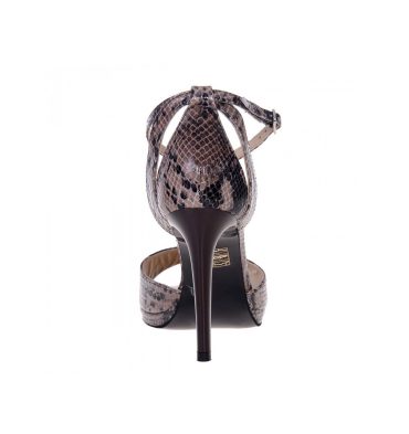 Sandale piele imprimeu croco toc inalt platforma