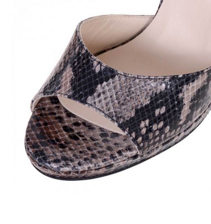 Sandale piele imprimeu croco toc inalt platforma