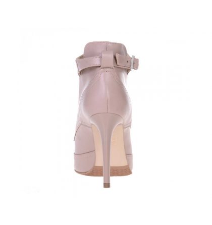 Botine stiletto bej piele naturala