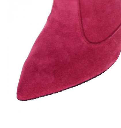 Botine stiletto roz magenta piele intoarsa