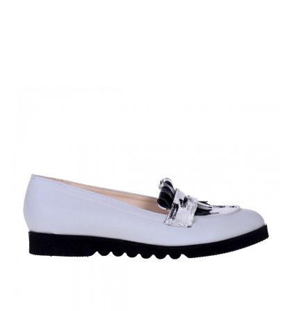 Pantofi loafers dama piele naturala gri