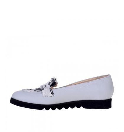 Pantofi loafers dama piele naturala gri