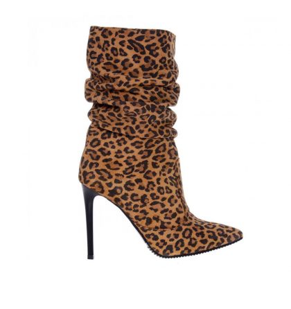 Botine stiletto piele animal print