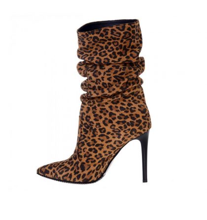 Botine stiletto piele animal print