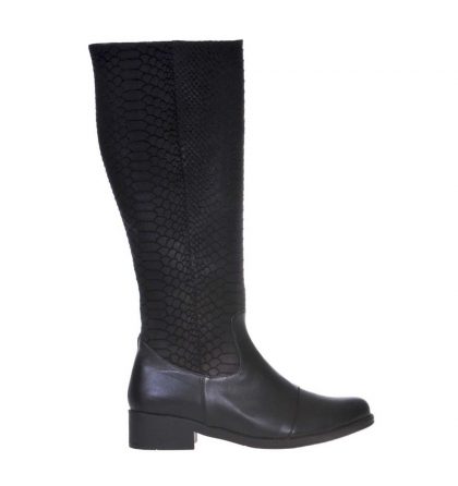 Cizme negre piele box piele imprimeu croco talpa joasa