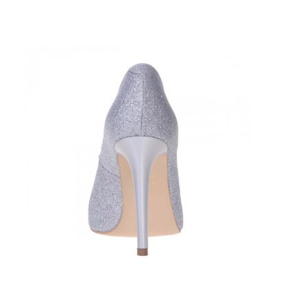 Pantofi stiletto piele glitter argintiu toc inalt