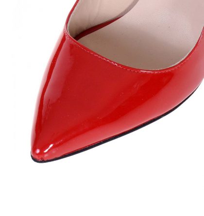 Pantofi stiletto rosii piele lacuita bareta