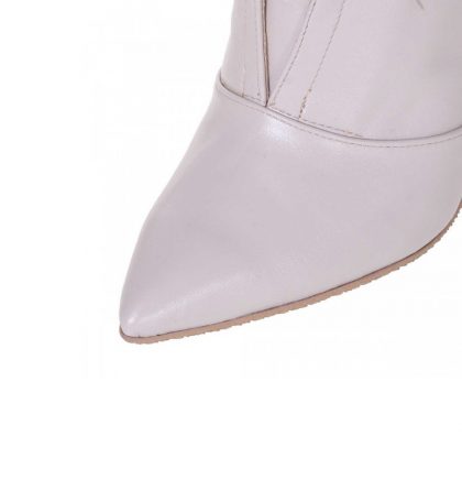 Botine stiletto ivory piele naturala siret