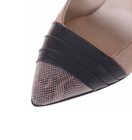 Pantofi stiletto piele intoarsa cappuccino