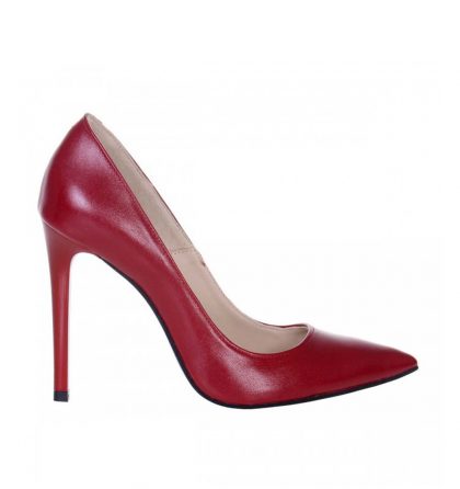 Pantofi rosu inchis stiletto piele naturala