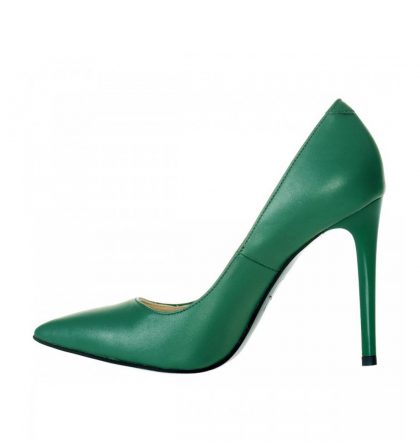 Pantofi stiletto piele naturala verde aprins