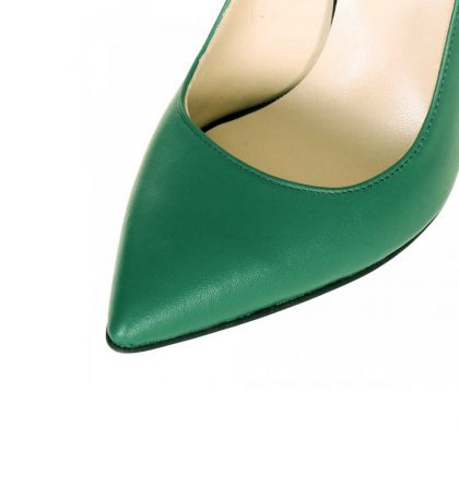 Pantofi stiletto piele naturala verde aprins
