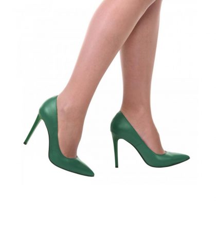 Pantofi stiletto piele naturala verde aprins