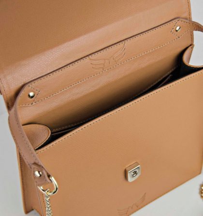 Geanta patrata piele camel