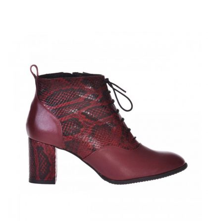 Botine comode piele bordo imprimeu sarpe