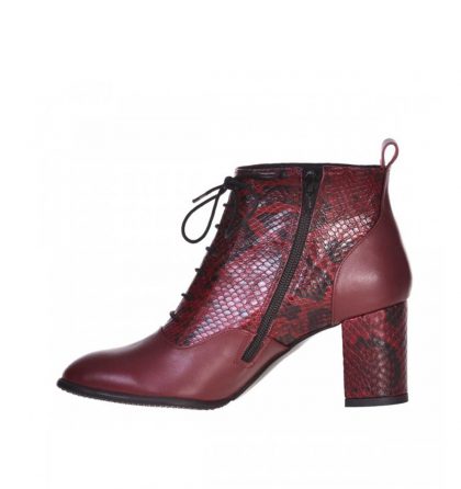 Botine comode piele bordo imprimeu sarpe