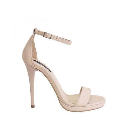 Sandale piele nude toc inalt