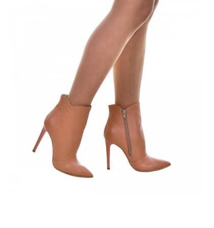 Botine dama stiletto piele cappuccino