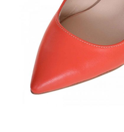 Pantofi stiletto dama din piele portocalie